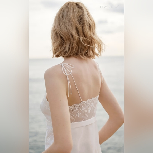 La Perla Ballet blanc fairy gown voile string tie strap silk ivory white size M - Picture 16 of 16